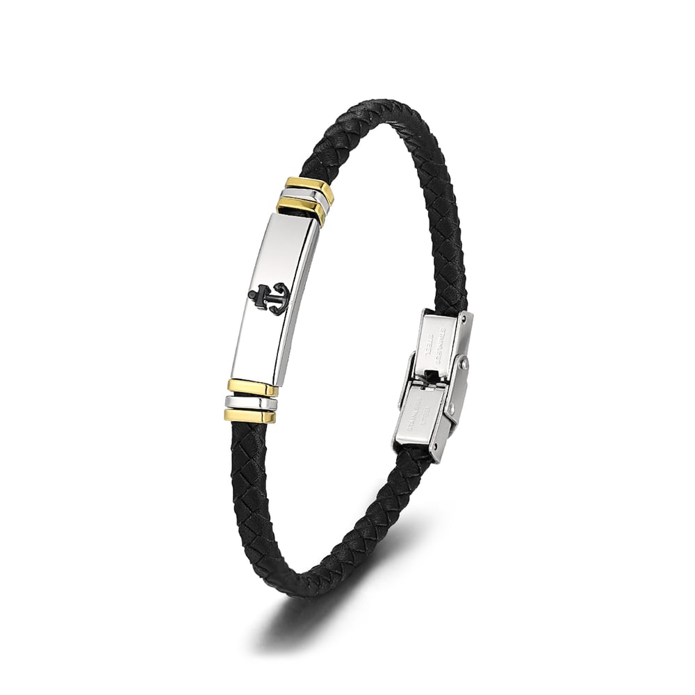 1 paio di bracciali da uomo in acciaio inossidabile con motivo geometrico retrò, serie semplice h5Immagine2