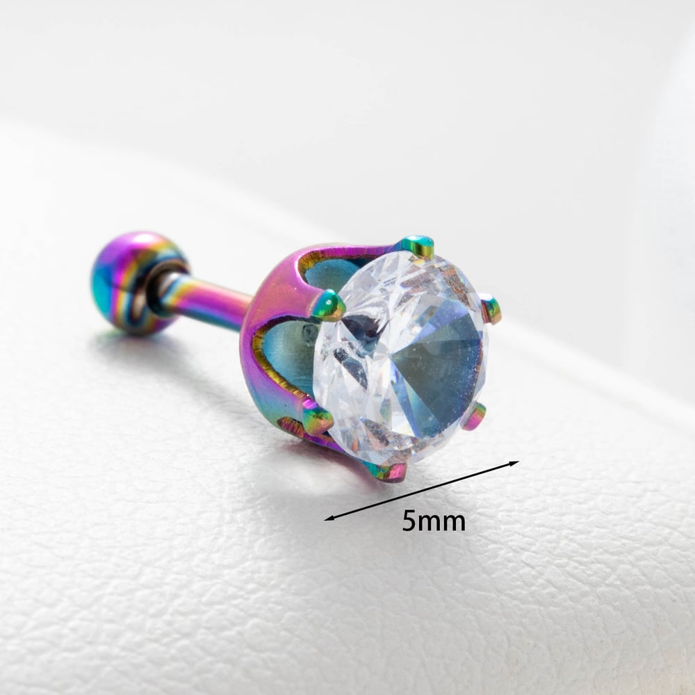 1 pièce de boucles d'oreilles à tige géométriques classiques en acier titane sans placage, en zircone, pour femmes Image5