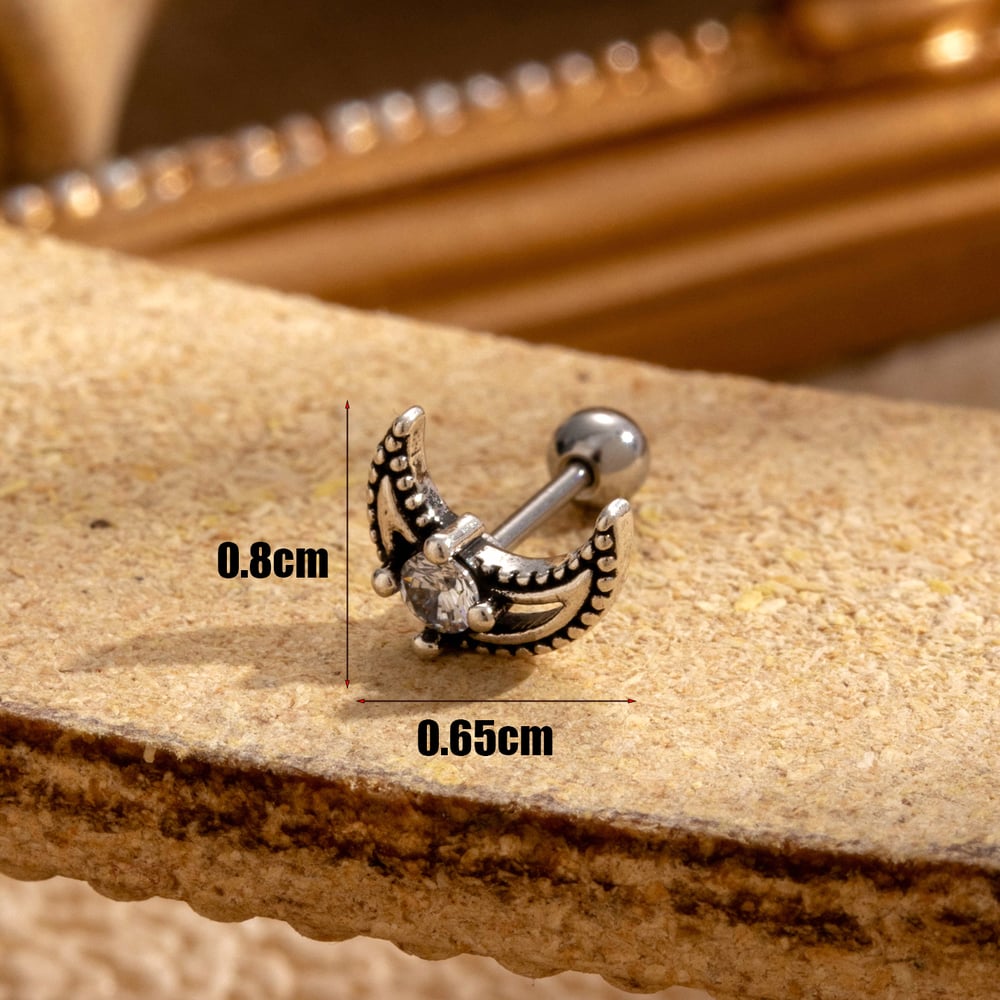 1 Piece Simple Series Classic Sun/Moon Copper No Plating Material Zircon Women Stud Earrings Picture4
