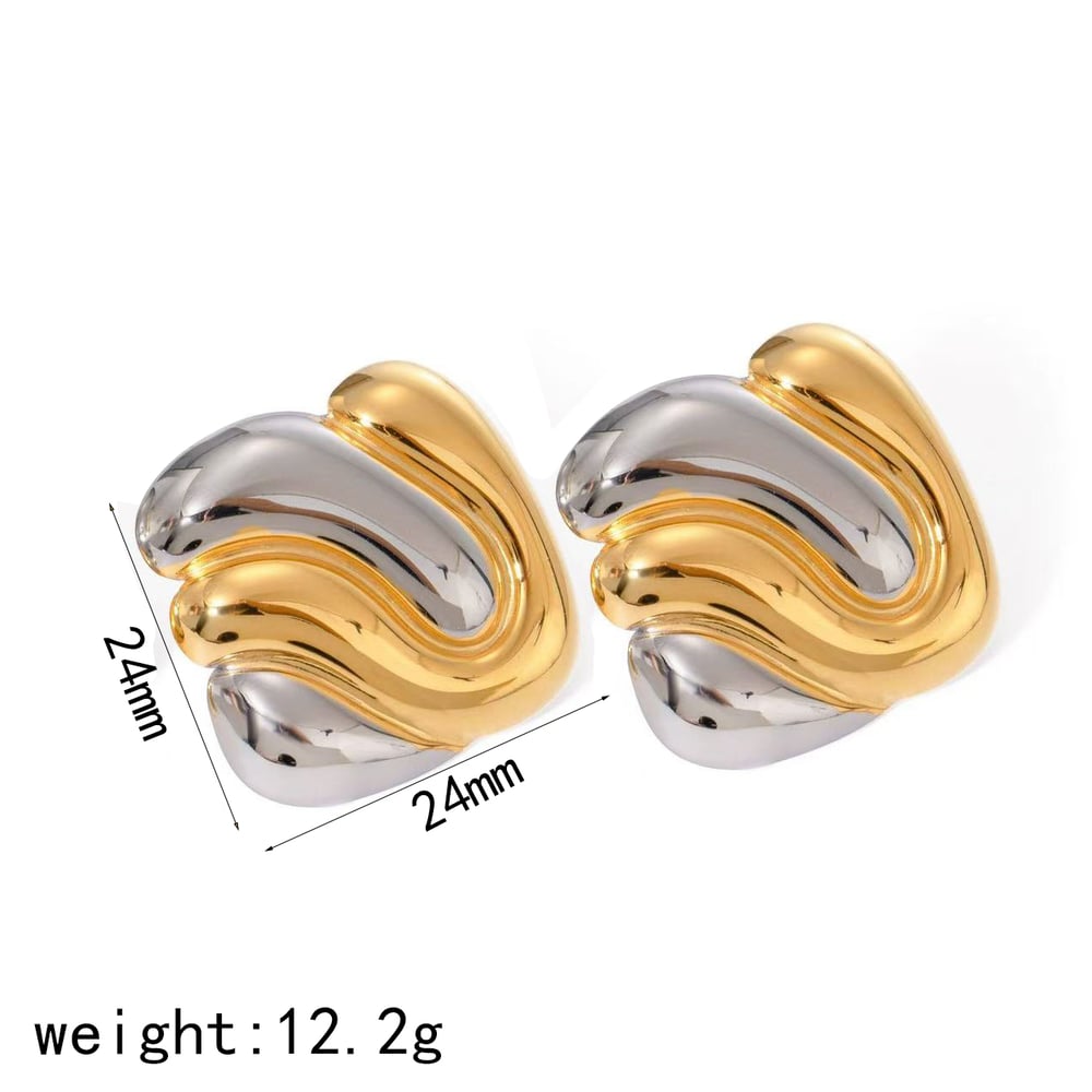 1 pair classic series  style geometric stainless steel  gold plated women stud earrings Picture8