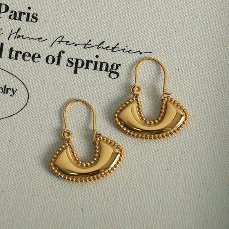 1 pair simple series retro geometric stainless steel  gold plated women drop earrings h5Picture5