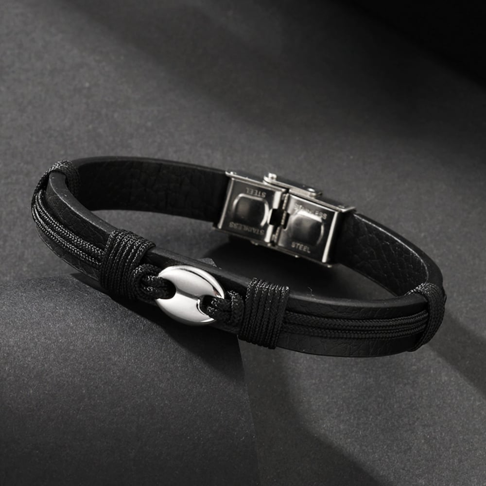 1 paio di braccialetti da uomo in pelle geometrica casual della serie Simple Immagine3