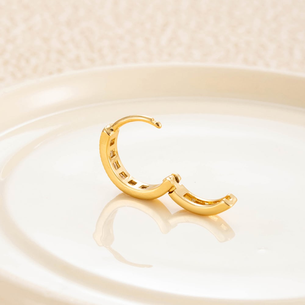 1 pezzo di orecchini a cerchio da donna in zircone, semplici, classici, geometrici, in rame, senza placcatura Immagine12