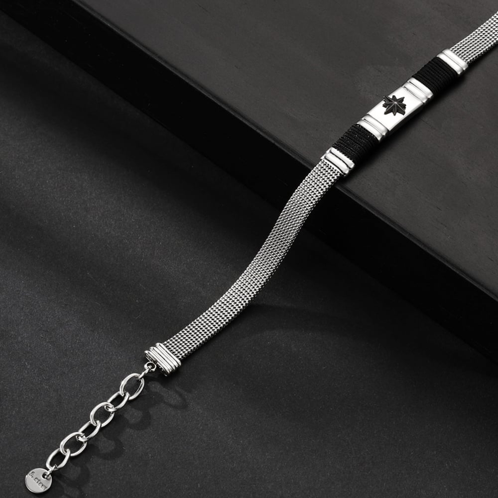 1 paio di bracciali da uomo in acciaio inossidabile con motivo geometrico casual, serie semplice h5Immagine4