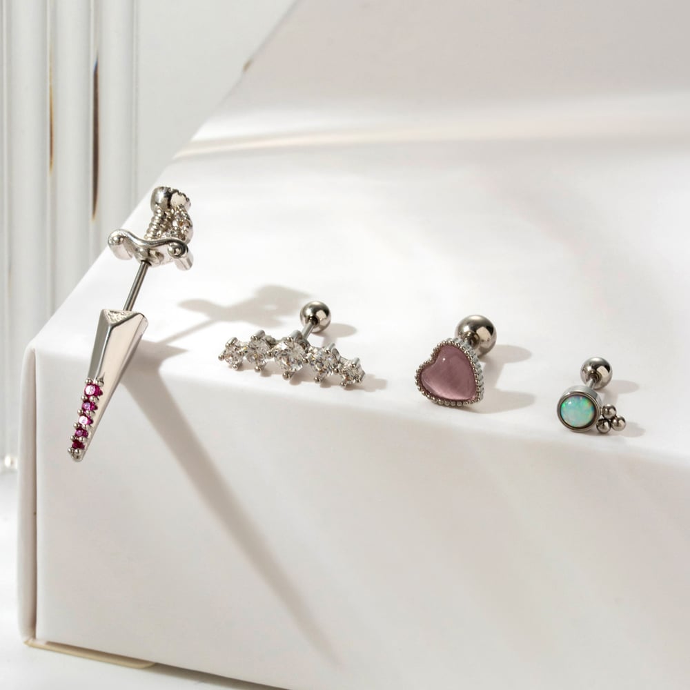 1 Piece Simple Series Classic Heart Titanium Steel No Plating Material Zircon Women Stud Earrings Picture3