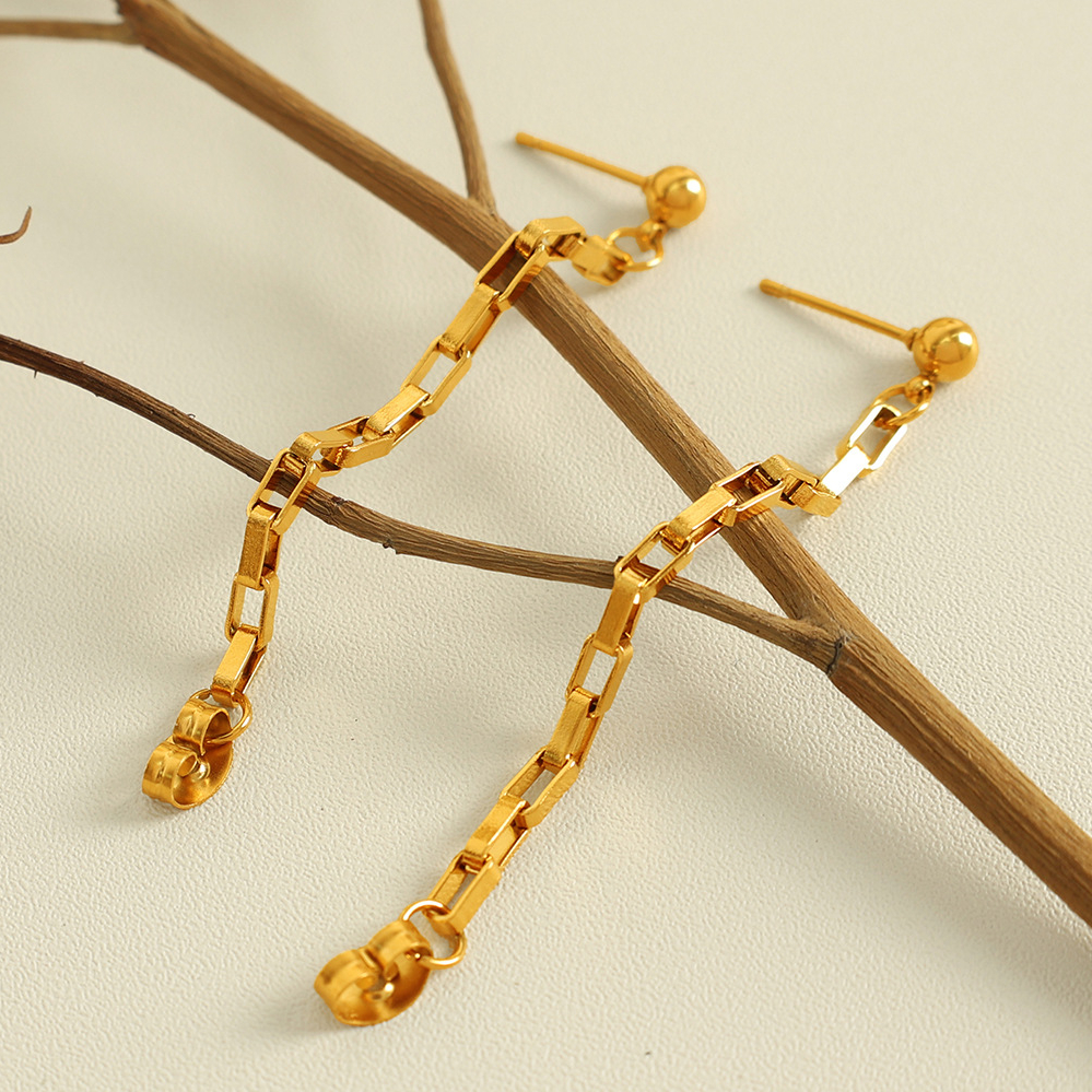 1 pair simple series simple tassel stainless steel  gold plated women drop earrings Picture5