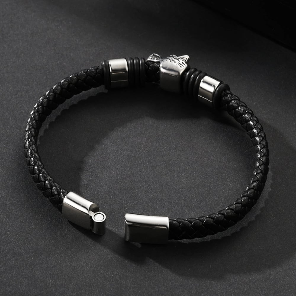 1 paio di braccialetti da uomo in pelle animale retrò della serie Simple h5Immagine5