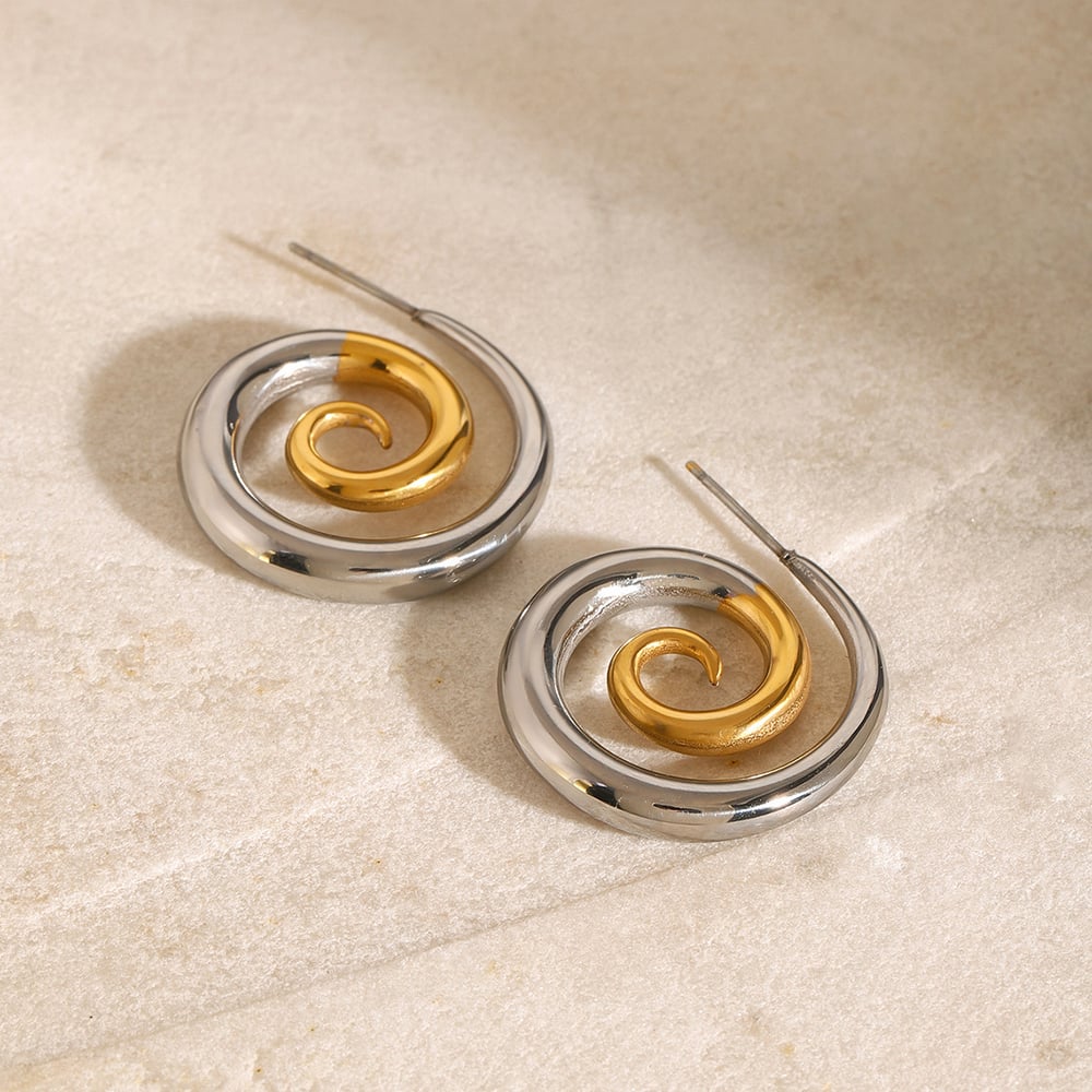 1 pair simple series  thread stainless steel  gold plated women stud earrings h5Picture4