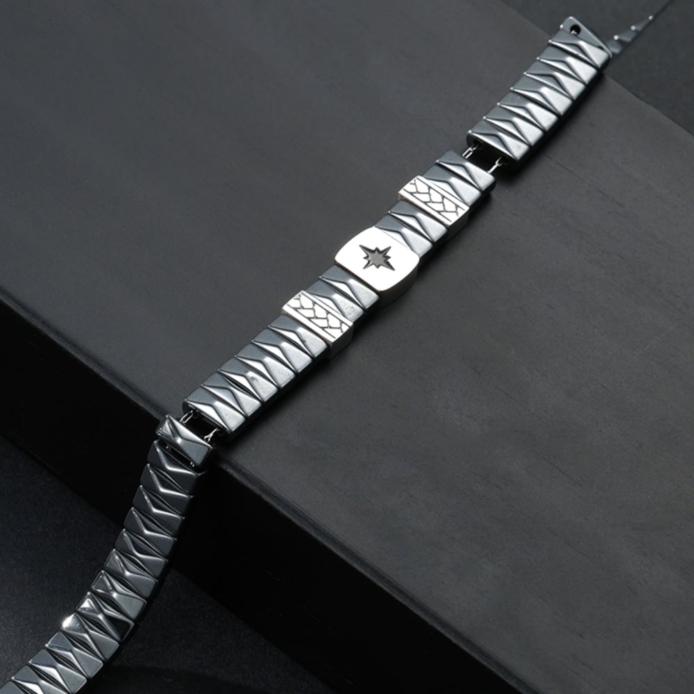 1 paio di braccialetti da uomo in acciaio inossidabile con motivo geometrico semplice della serie Simple h5Immagine4