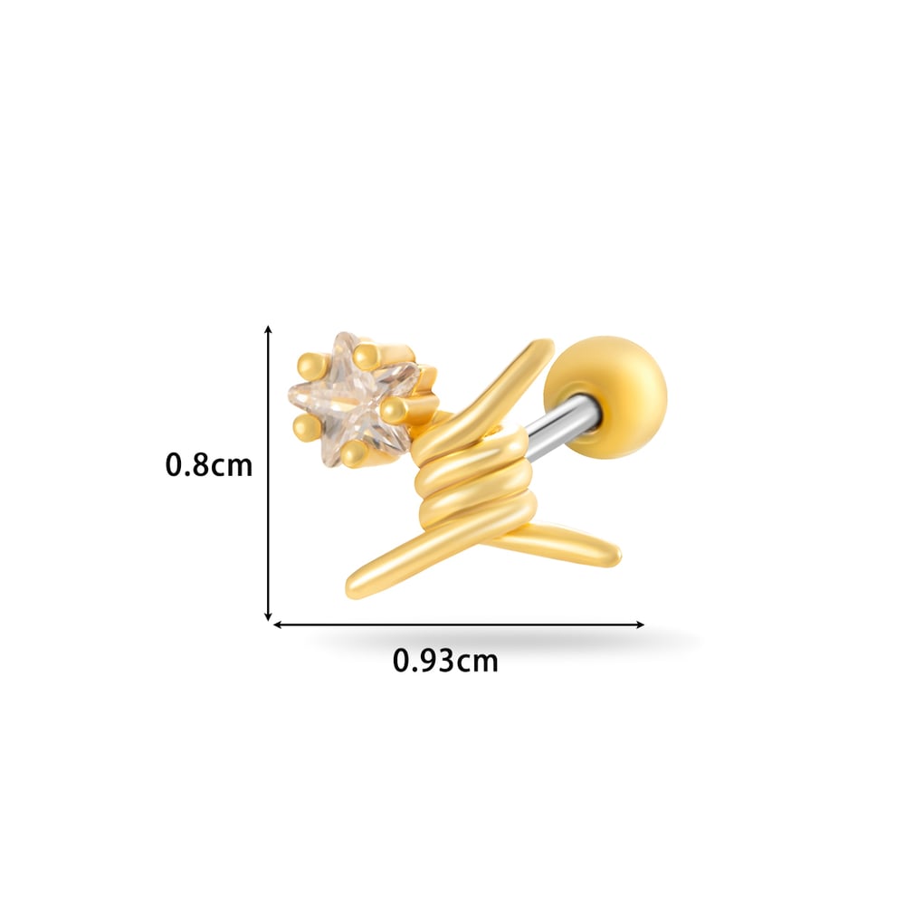1 Piece Classic Sand Clock Titanium Steel Zircon Women's Piercing Earrings Picture2