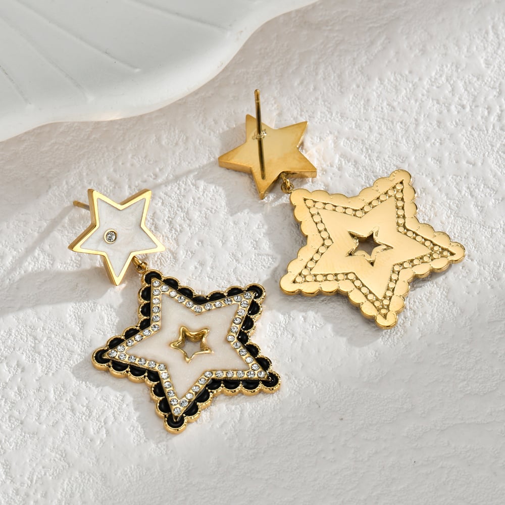 1 Paar Simple Series Klassische geometrische Edelstahl 18 Karat vergoldet Strass Damen Tropfen Ohrringe h5Bild3