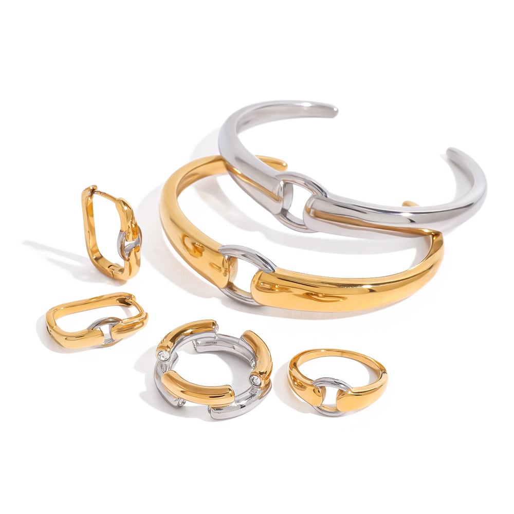 1 piece simple series daily geometric stainless steel  gold plated women bangles h5Picture5