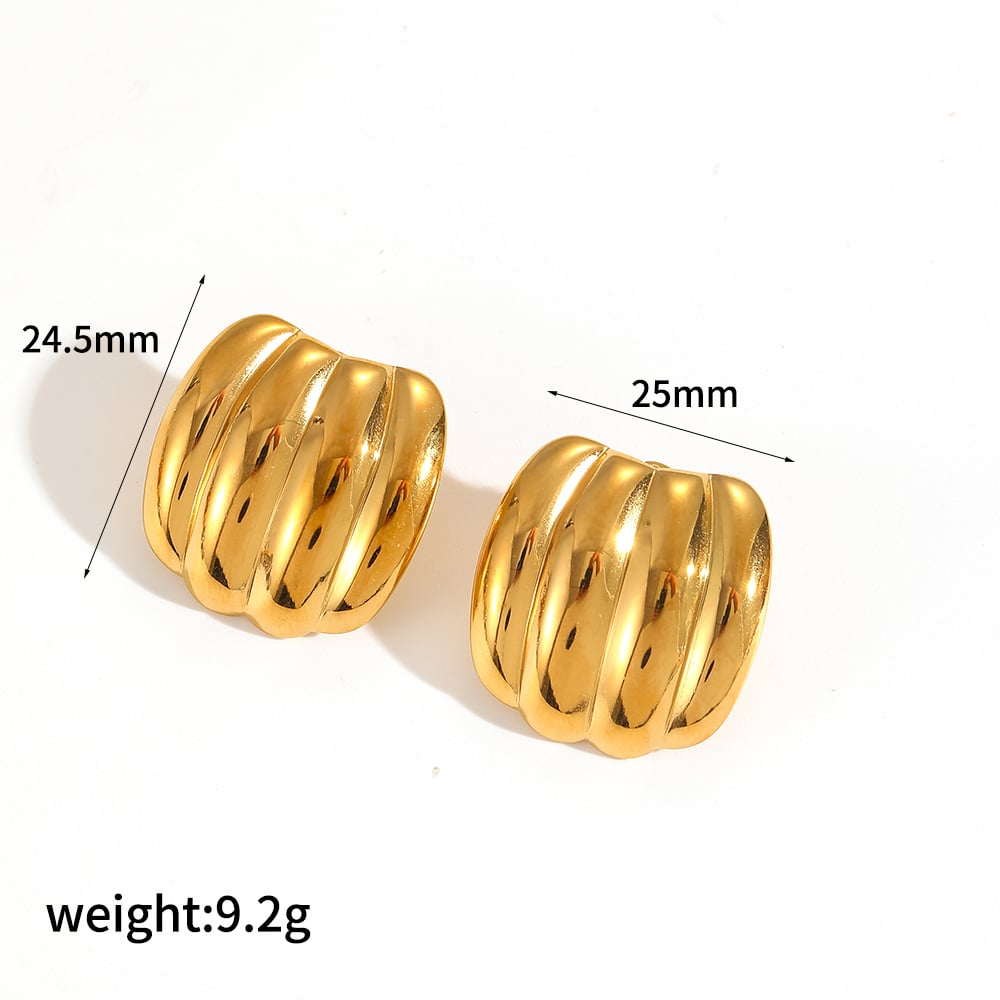 1 pair simple series simple geometric stainless steel  gold plated women stud earrings Picture6