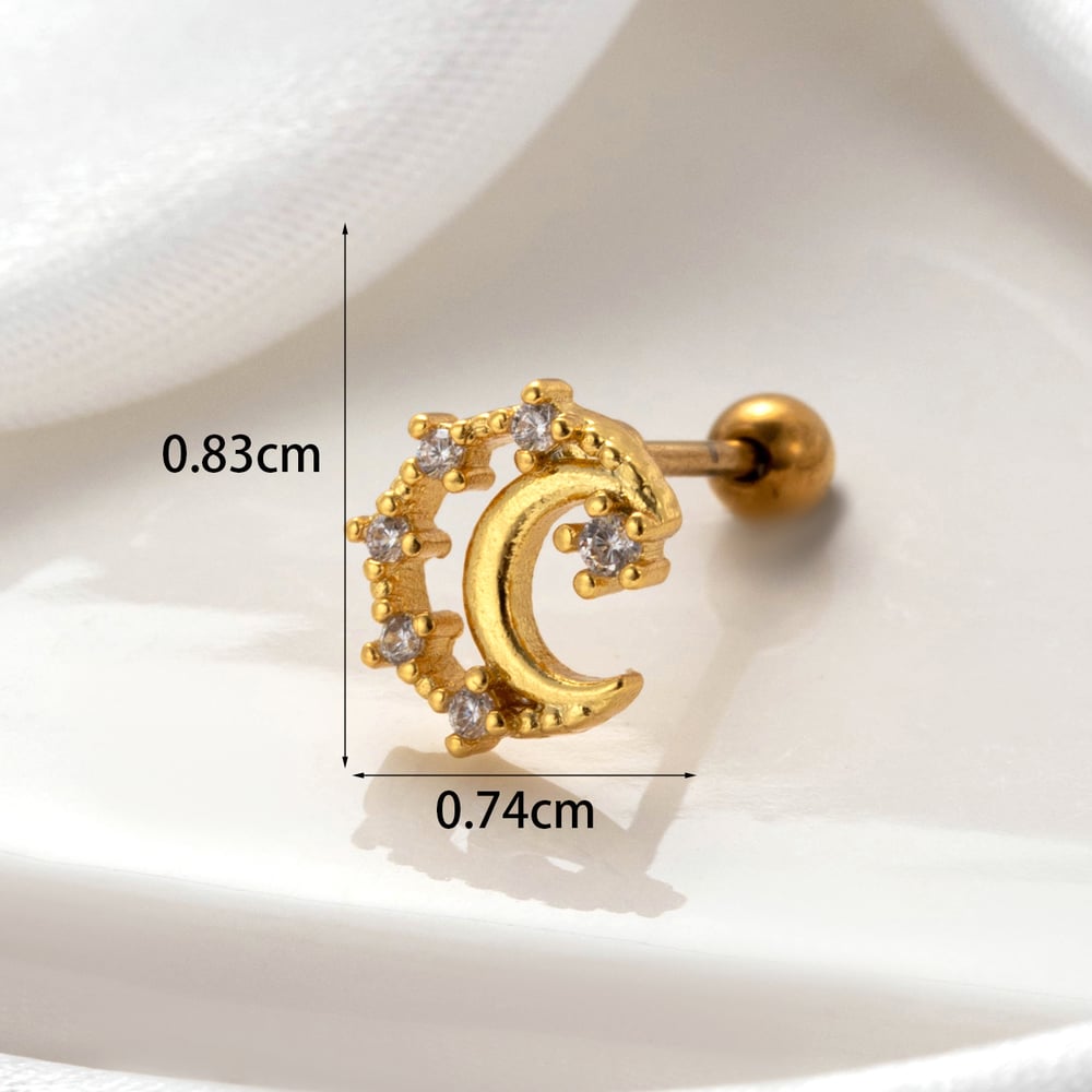 1 Piece Simple Series Classic Sun/Moon Copper No Plating Material Zircon Women Stud Earrings Picture6