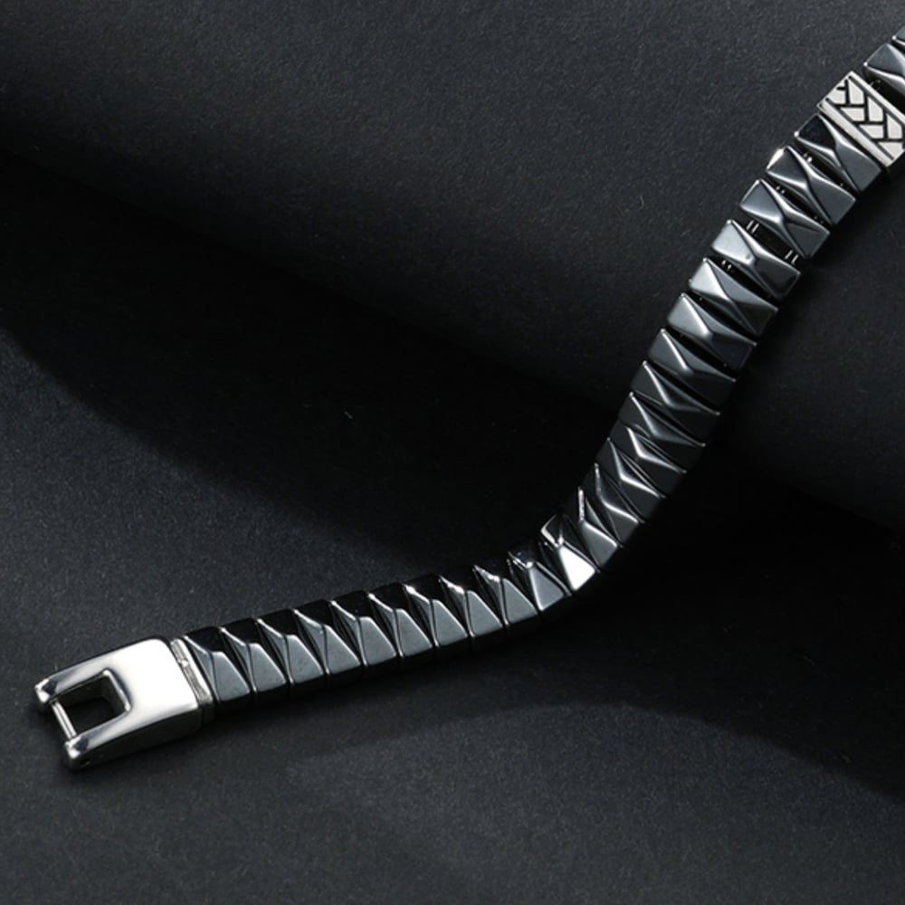 1 paio di braccialetti da uomo in acciaio inossidabile con motivo geometrico semplice della serie Simple h5Immagine5