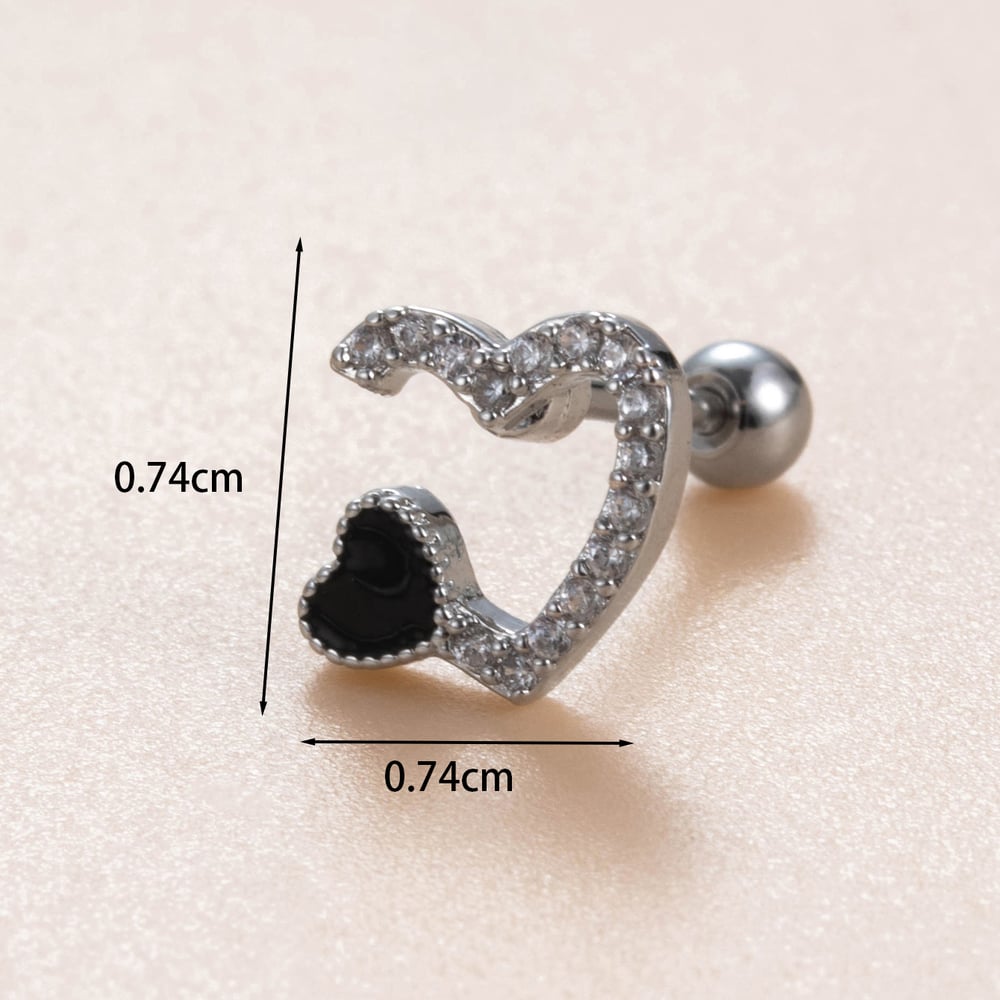 1 Piece Simple Series Classic Heart Titanium Steel No Plating Material Zircon Women Stud Earrings Picture4