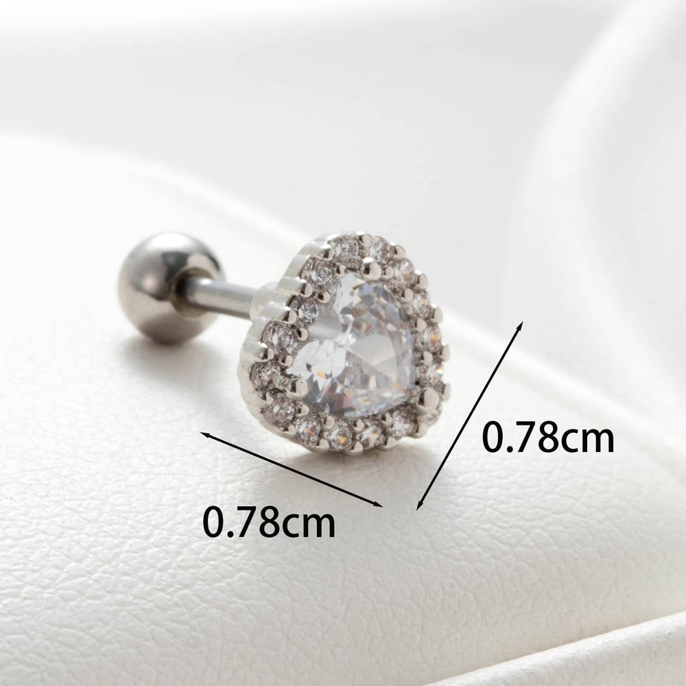 1 Piece Simple Series Simple Heart Copper No Plating Material Zircon Women Stud Earrings Picture6
