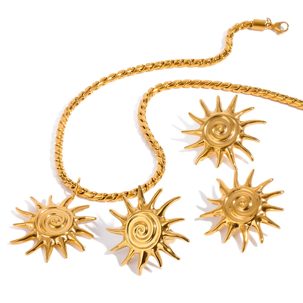 1 piece ethnic series classic sun/moon stainless steel  gold plated women pendant necklaces Picture6