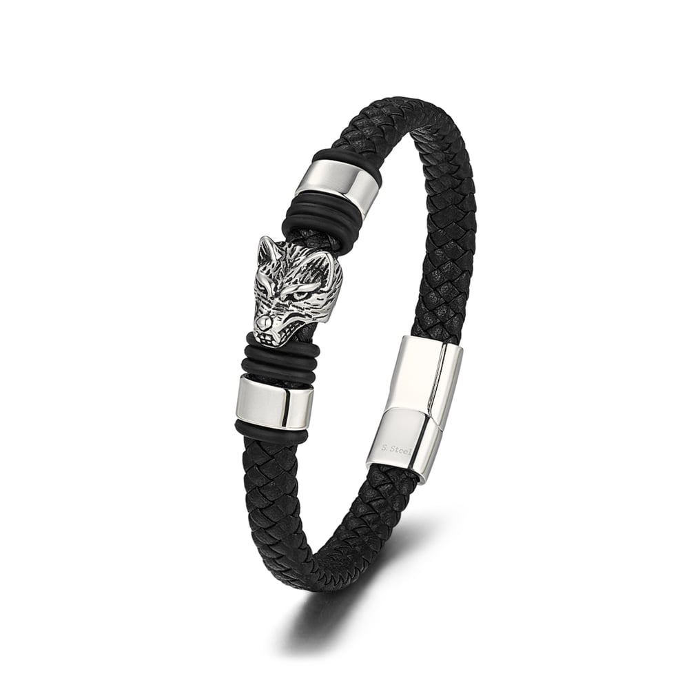 1 paio di braccialetti da uomo in pelle animale retrò della serie Simple h5Immagine2