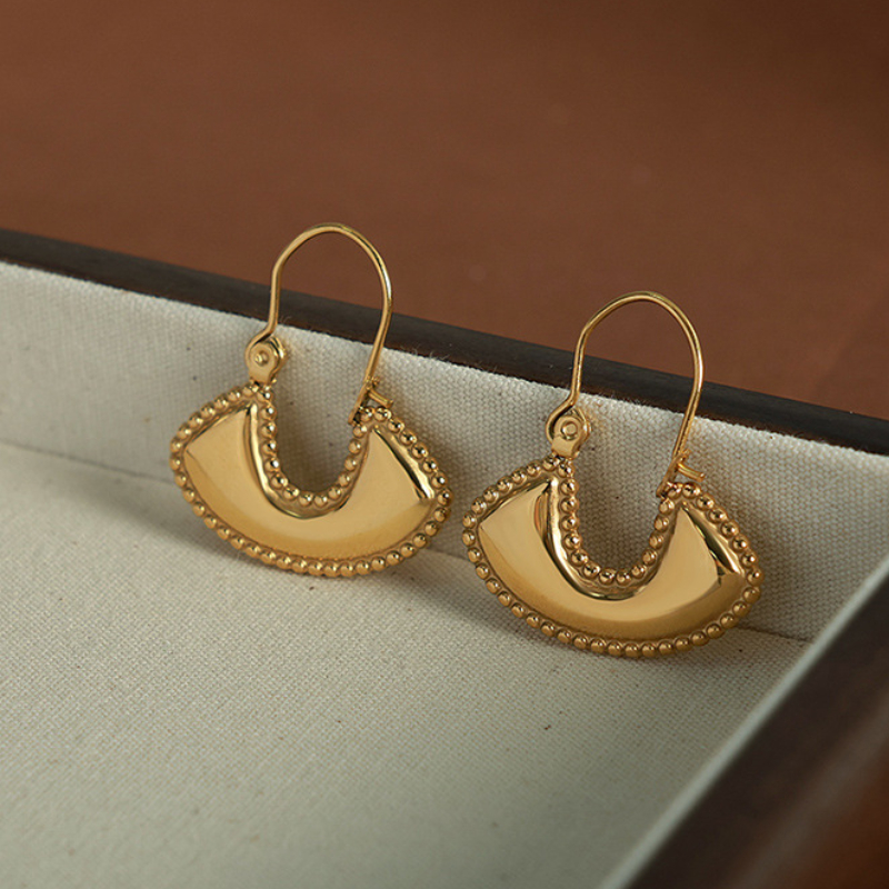 1 pair simple series retro geometric stainless steel  gold plated women drop earrings h5Picture6