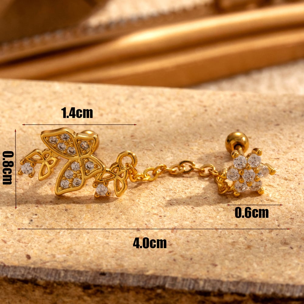 1 Piece Simple Series Classic Flower Copper No Plating Material Zircon Women Stud Earrings Picture4