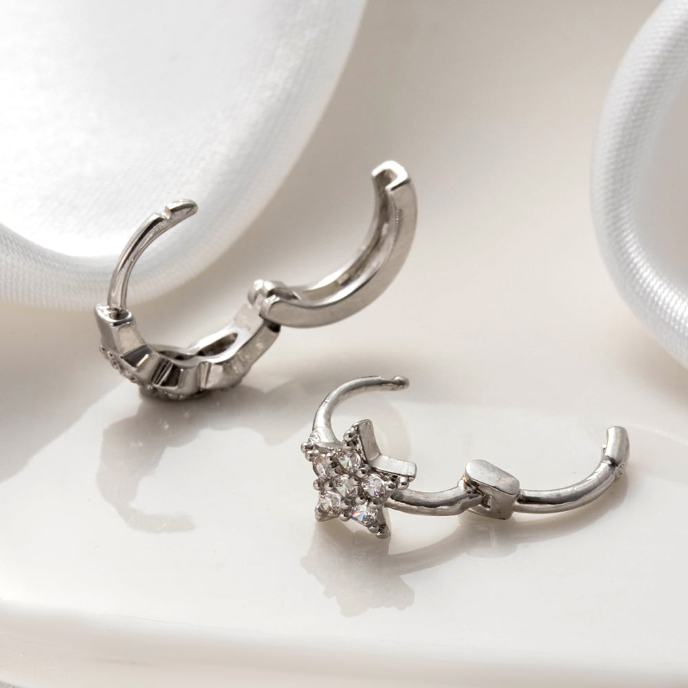 1 Piece Simple Series Classic Sun/Moon Copper No Plating Material Zircon Women Hoop Earrings Picture7