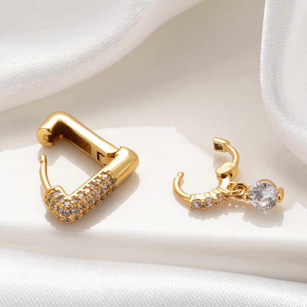 1 Piece Simple Series Classic Geometric Copper No Plating Material Zircon Women Hoop Earrings Picture7