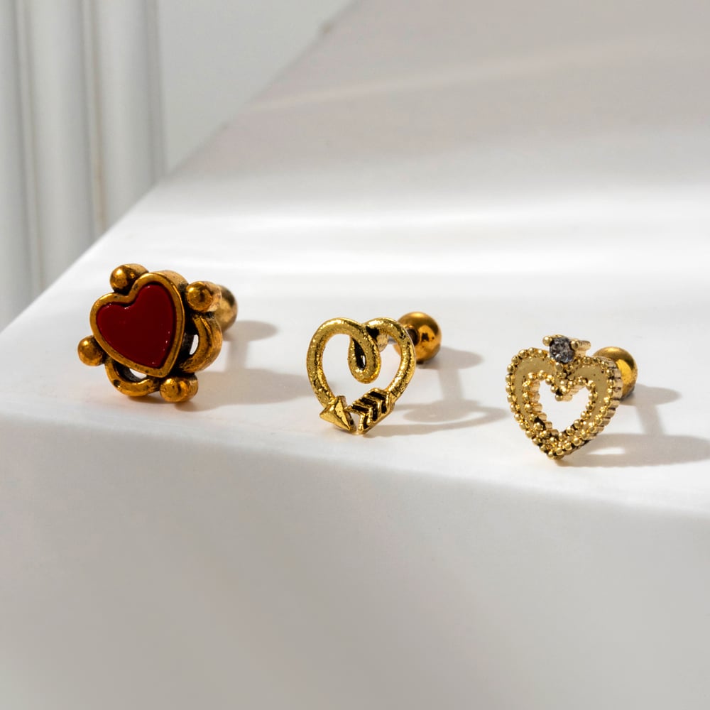 1 Piece Simple Series Classic Heart Titanium Steel No Plating Material Zircon Women Stud Earrings Picture3