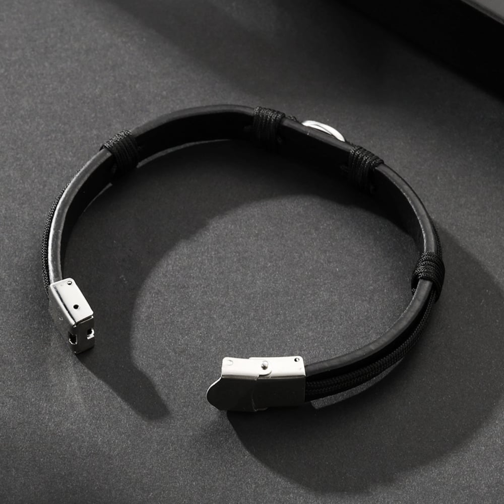 1 paio di braccialetti da uomo in pelle geometrica casual della serie Simple Immagine4