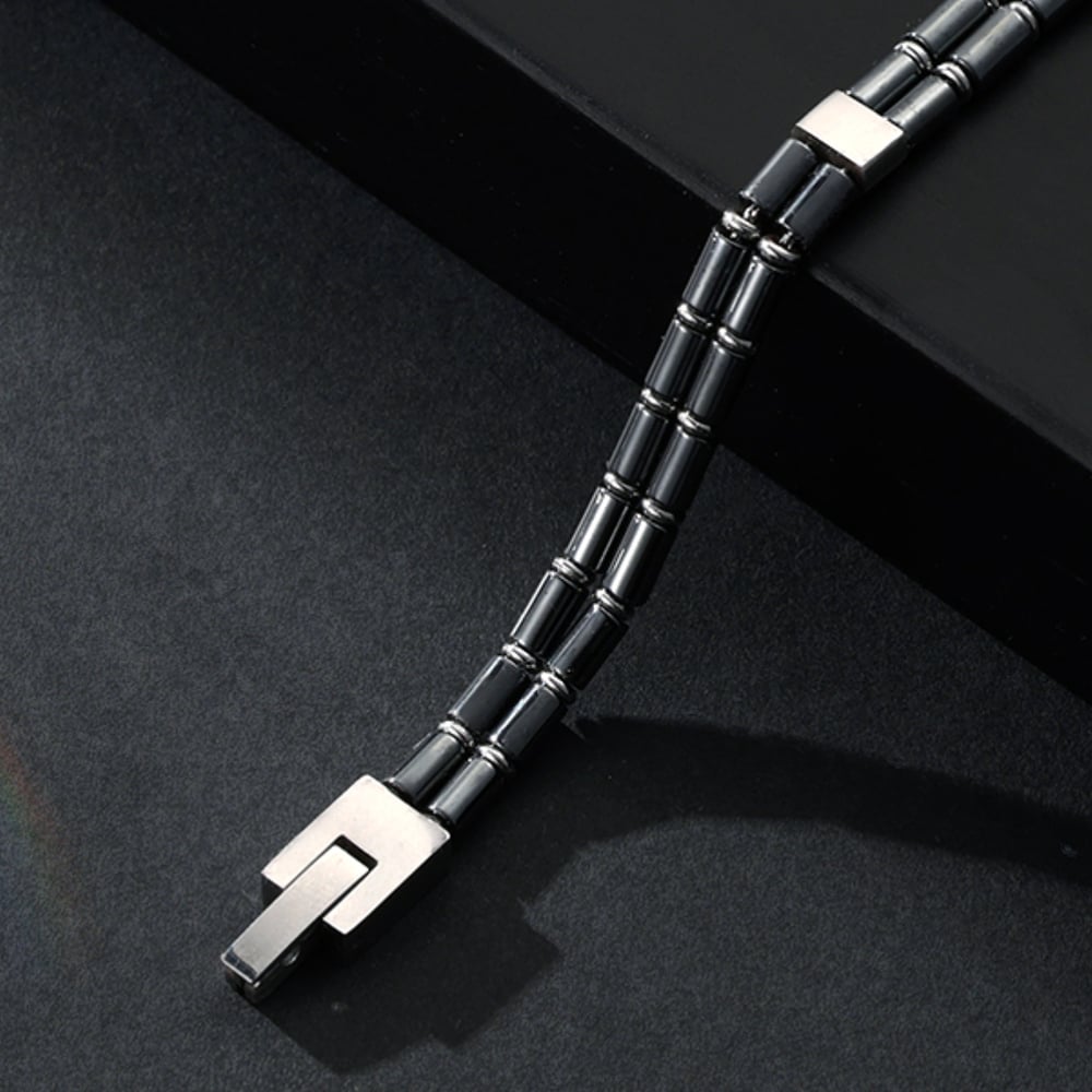 1 paio di braccialetti da uomo in acciaio inossidabile con motivo geometrico semplice della serie Simple h5Immagine5