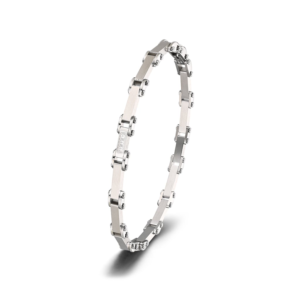 1 paio di braccialetti da uomo in acciaio inossidabile con motivo geometrico semplice della serie Simple h5Immagine3