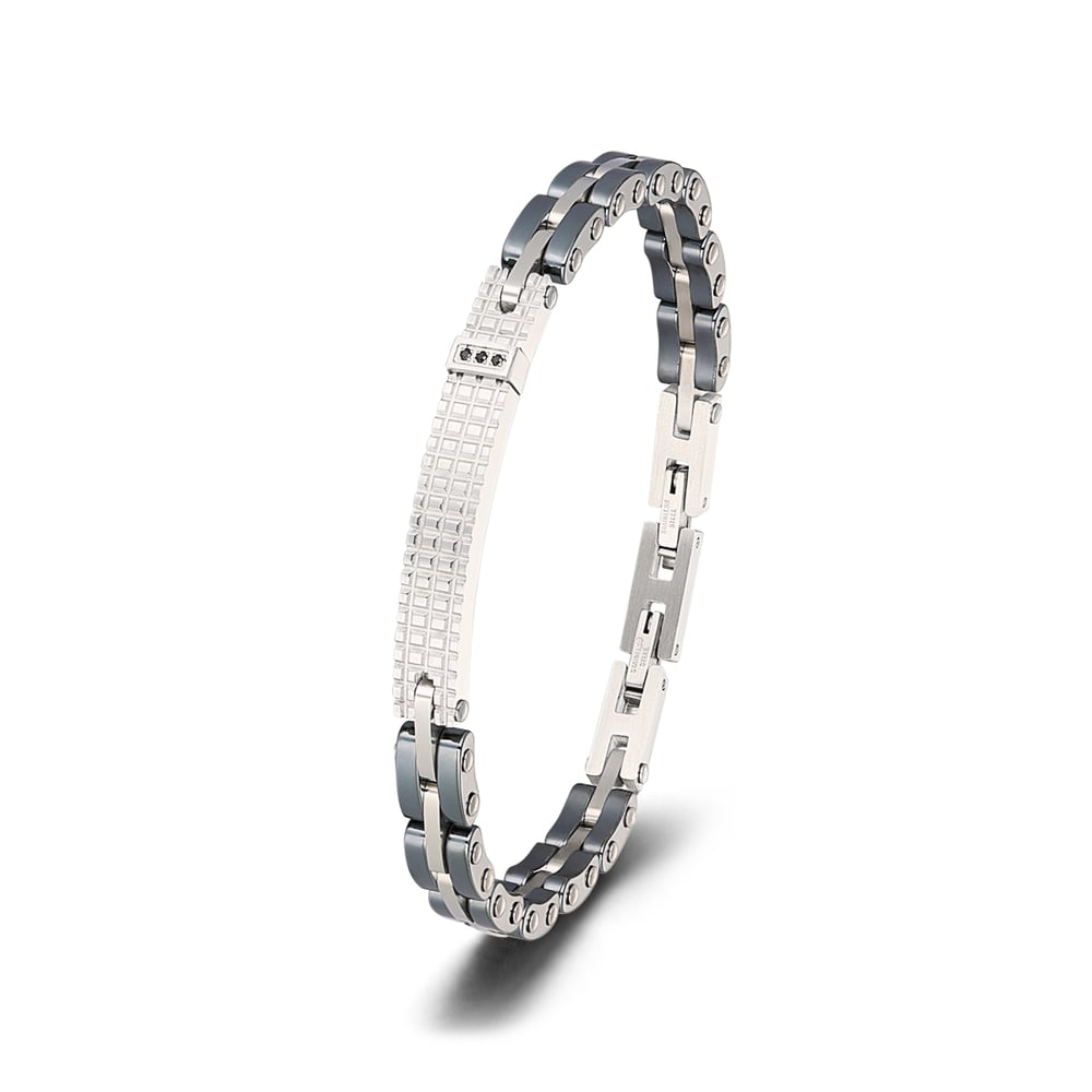 1 paio di bracciali da uomo in acciaio inossidabile con motivo geometrico retrò, serie semplice h5Immagine5