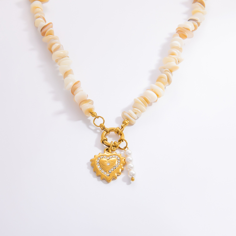 1 piece romantic series daily heart stainless steel  gold color plated rhinestone women's pendant necklaces h5Picture9