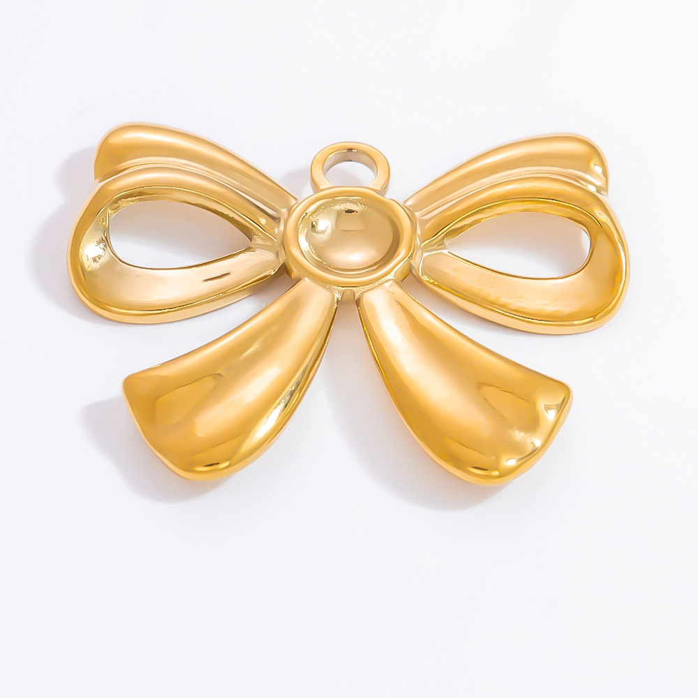 1 Piece Sweet Series Exquisite Bowknot Stainless Steel DIY Gold Color Women's Pendants h5Picture9