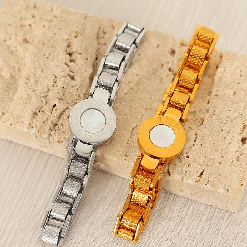 1 piece simple series retro heart stainless steel  gold plated shell women charm bracelets h5Picture7