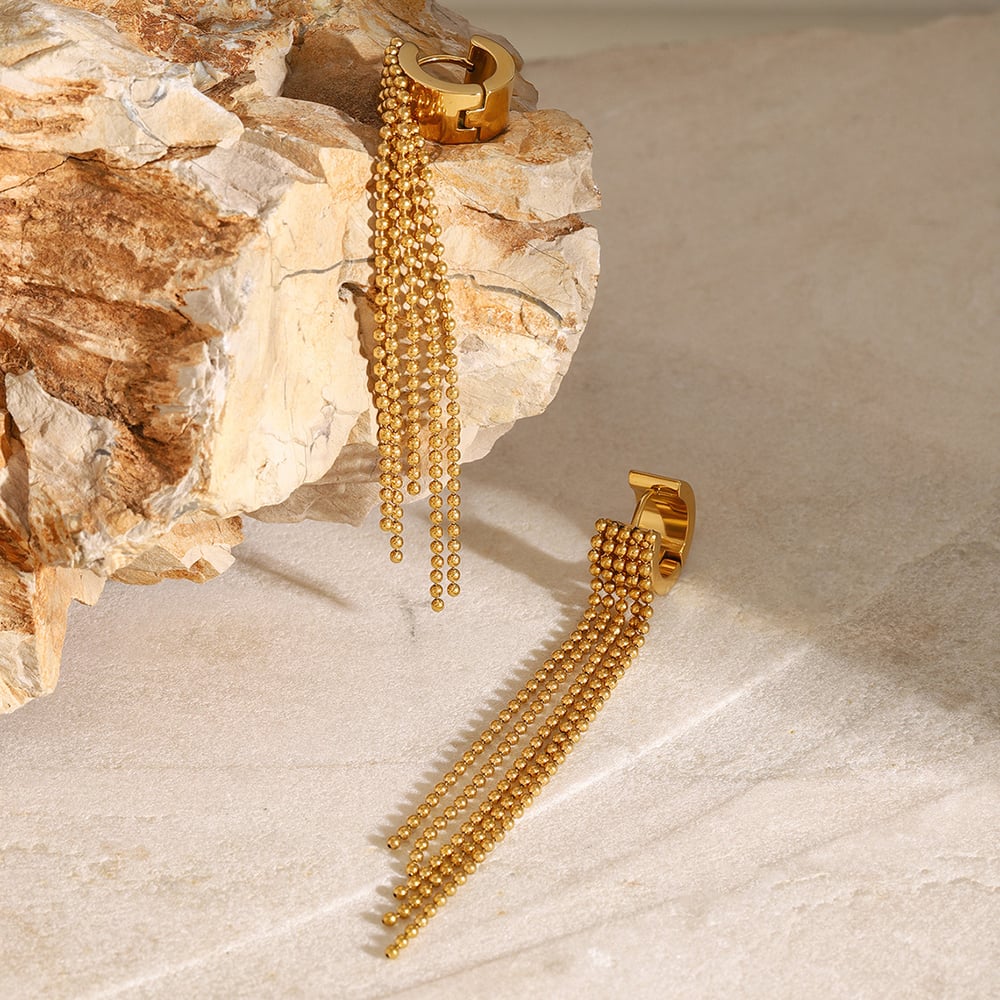 1 pair classic series retro line stainless steel  gold plated women drop earrings h5Picture3