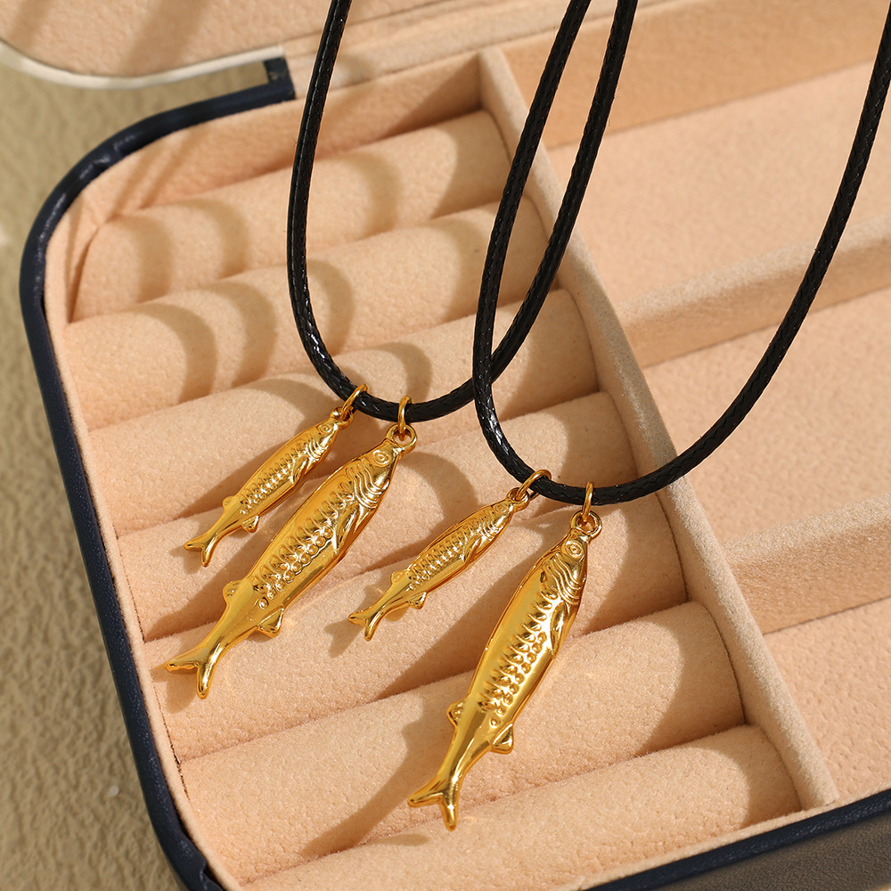 1 piece romantic series fish titanium steel  gold color plated women's pendant necklaces h5Picture3