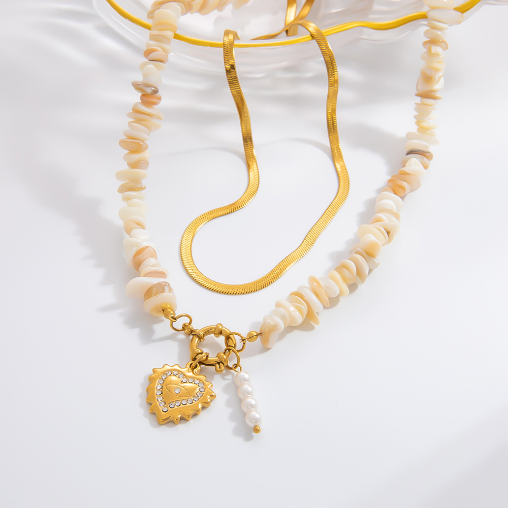 1 piece romantic series daily heart stainless steel  gold color plated rhinestone women's pendant necklaces h5Picture8