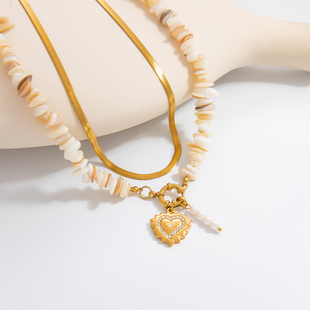 1 piece romantic series daily heart stainless steel  gold color plated rhinestone women's pendant necklaces h5Picture7