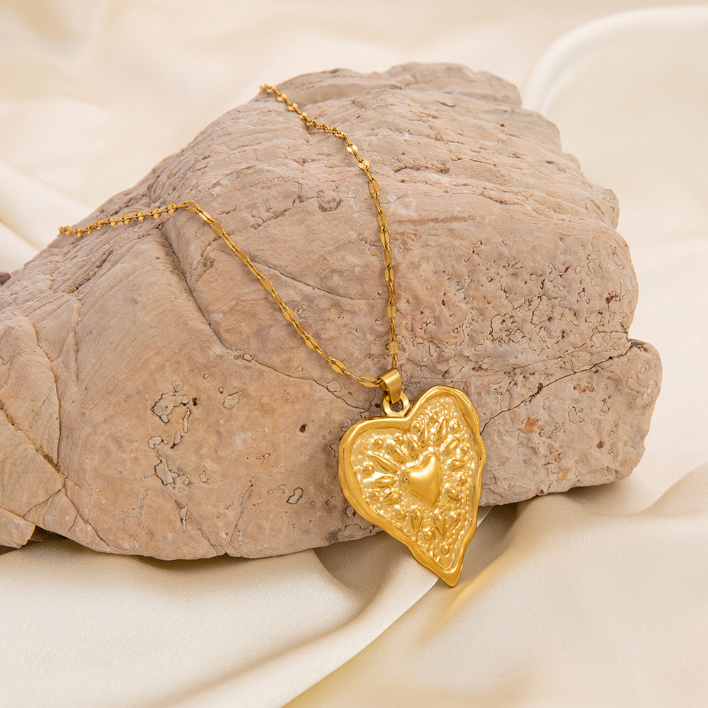 1 piece classic series elegant heart stainless steel  gold color plated women's pendant necklaces h5Picture8