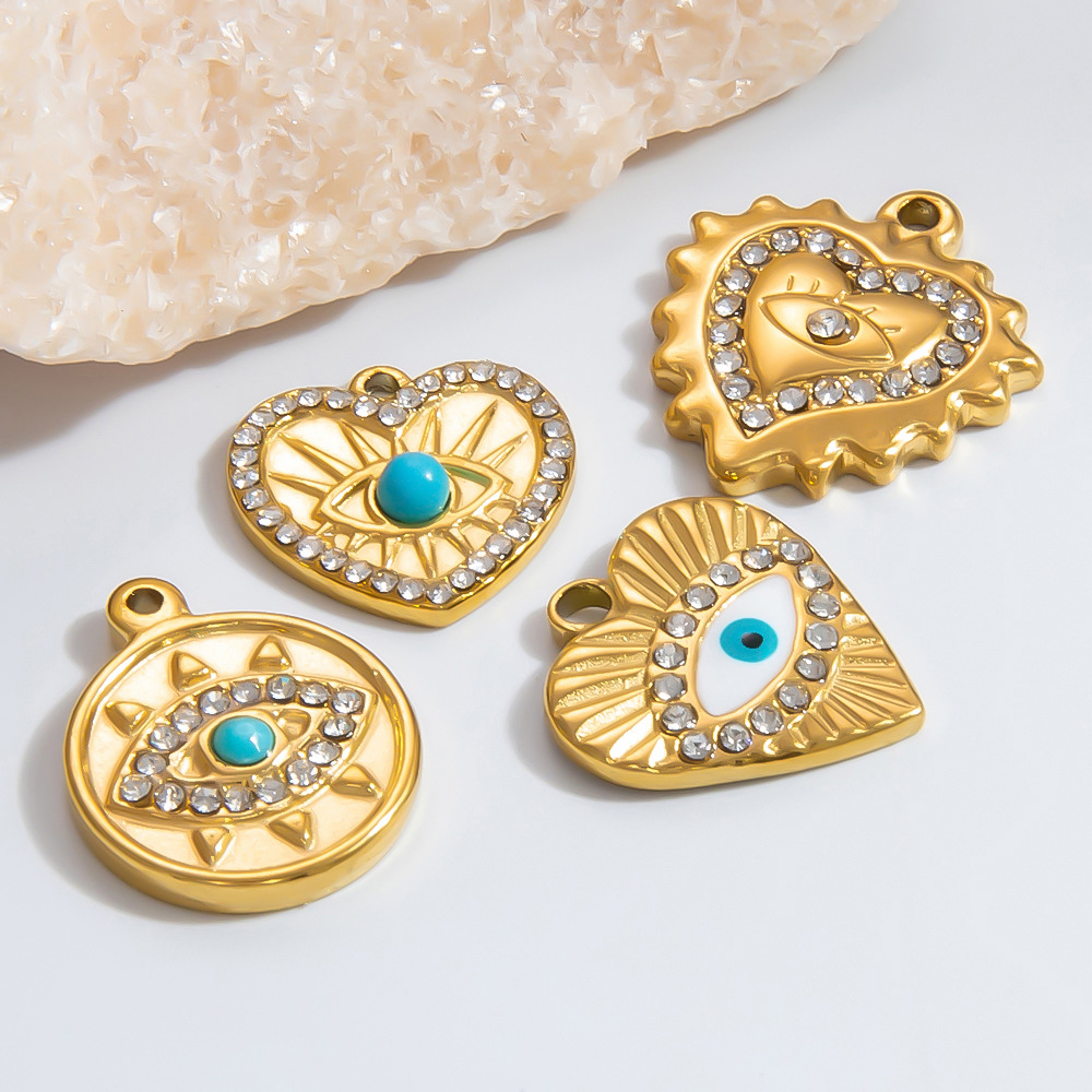 1 Piece Classic Series Retro Eye Stainless Steel Gold Color DIY Women's Pendants h5Picture3