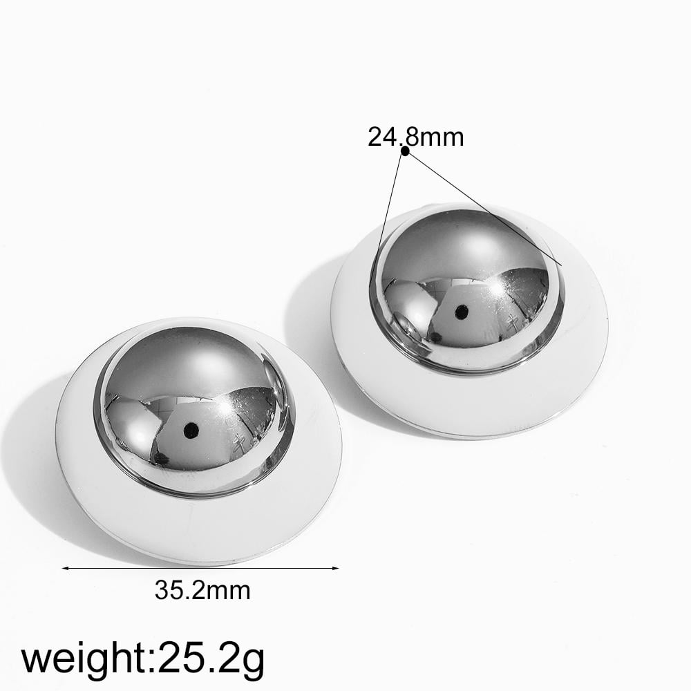 1 pair simple series daily round stainless steel  gold plated women stud earrings h5Picture7