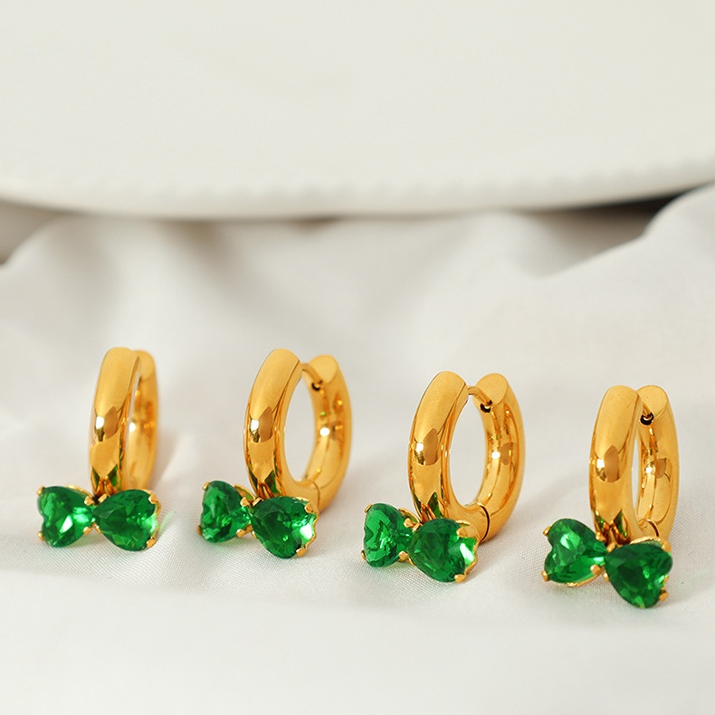 1 pair romantic series sweet bowknot stainless steel  gold color plated zircon women's drop earrings Picture4