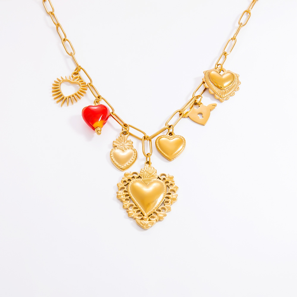 1 piece romantic series elegant heart stainless steel  gold color plated artificial pearl women's pendant necklaces h5Picture6