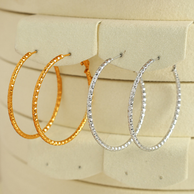 1 Paar Creolen aus der Simple-Serie, klassisch, einfarbig, Edelstahl, 18 Karat vergoldet, für Damen h5Bild5