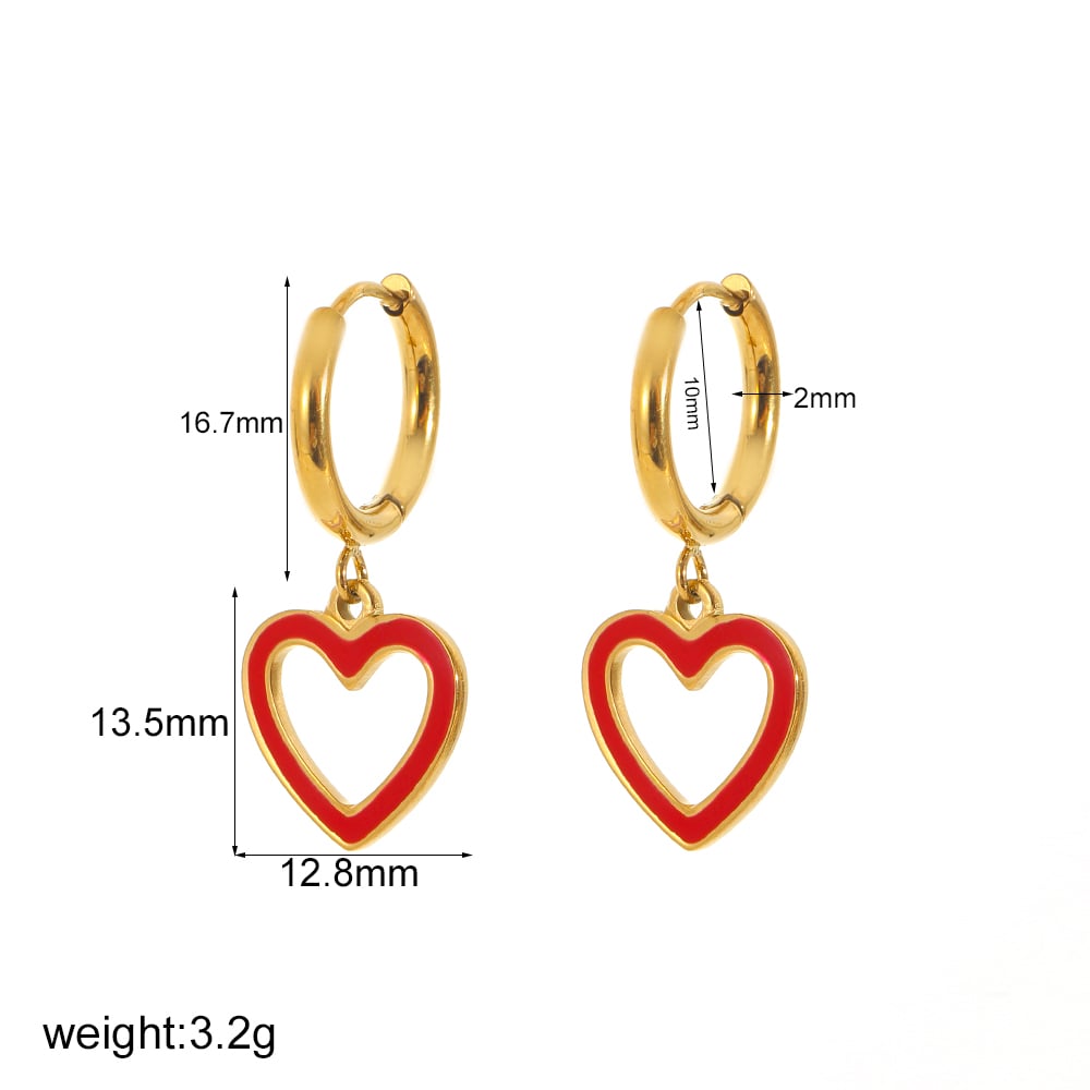 1 pair simple series daily heart stainless steel  gold plated women hoop earrings Picture6