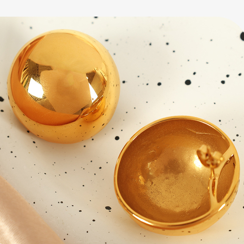 1 pair simple series simple solid color stainless steel  gold plated women stud earrings Picture6