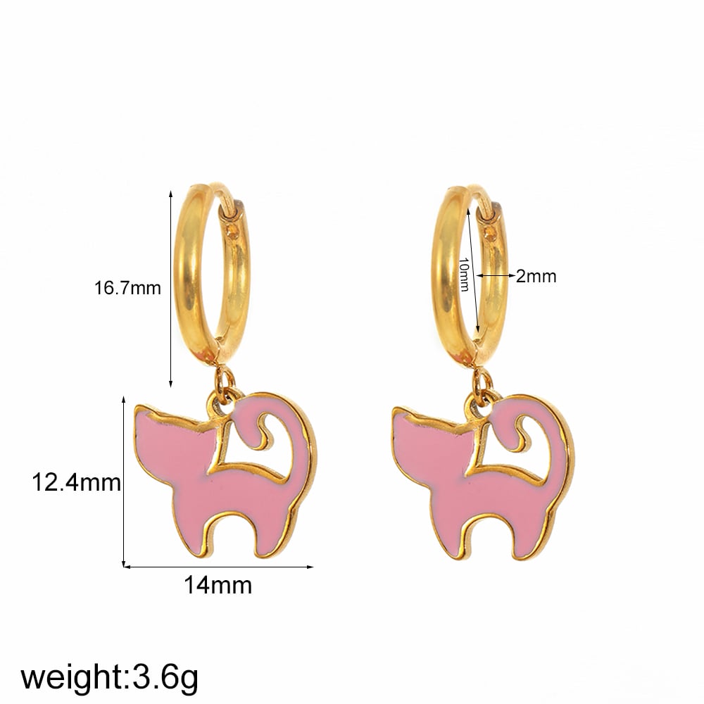 1 pair simple series daily heart stainless steel  gold plated women hoop earrings Picture9
