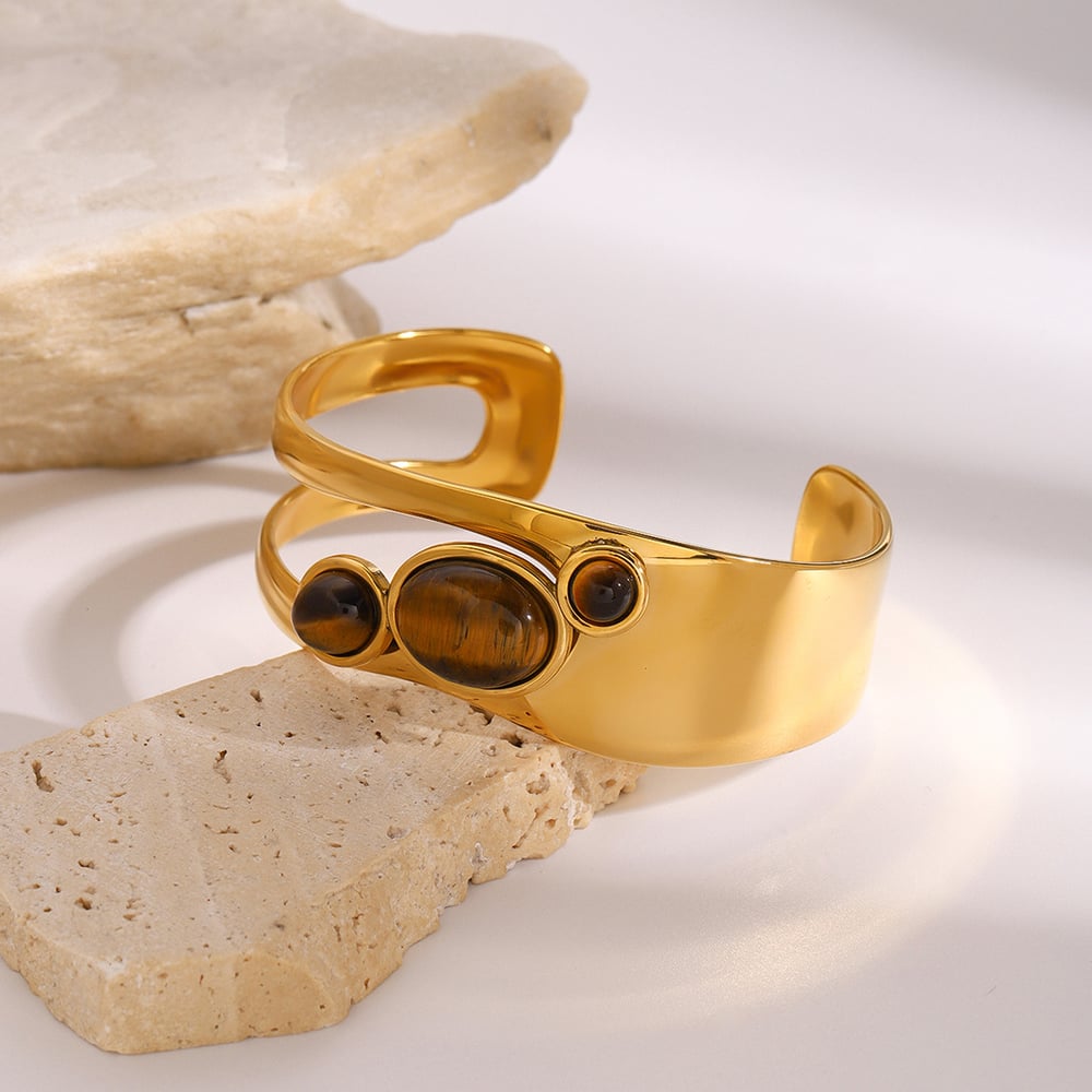 1 piece simple series elegant pearl stainless steel  gold plated artificial pearl women bangles h5Picture6