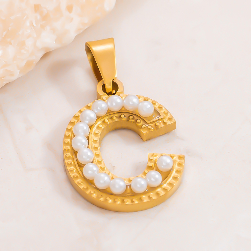 1 Piece Modern Series All-Match Letter Stainless Steel Gold Color DIY Women's Pendants h5Picture6
